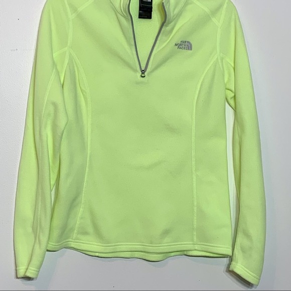 EUC The North Face pale lime yellow quarter zip super soft fleece sweatshirt - Picture 4 of 7